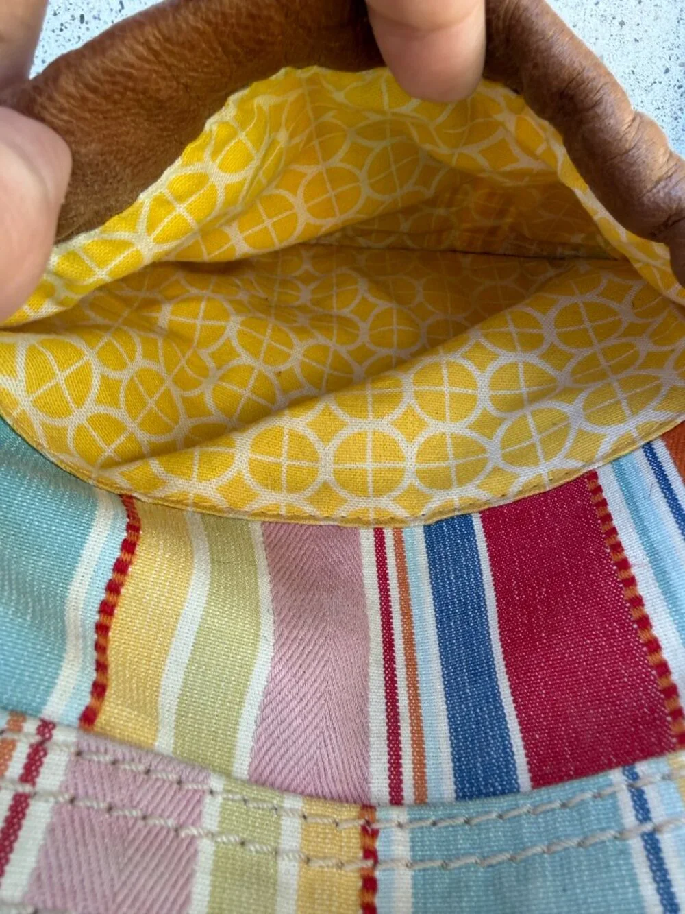 FOSSIL COLORFUL STRIPED CANVAS CROSSBODY SHOULDER BAG PURSE LEATHER TRIM